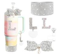 XIANGYUAN Stanley Cup accessories,30 and 40 ounces of the Stanley Cup accessories set by the Stanley diamond straw,the bow decoration, the diamond cup and the diamond letter combination(L), 40/30 OZ