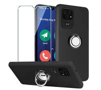 Xiangyun Case for Doro 8200 (6.1"), With 1 Piece Tempered Glass Screen Protector and 1 X 360 Degree Rotation Finger Ring Holder, Shockproof Slim Soft TPU Anti-Scratch Phone Case, Black