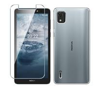 Xiangyun Case for Nokia C2 2nd Edition (5.7") with 1-Pack Tempered Glass Screen Protector, Transparent Slim Fit Soft TPU Protective Cover Shockproof Anti-Scratch Clear Phone Case