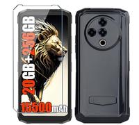 Xiangyun Cover for Doogee Fire 6 Power Case (6.56"), 1 Tempered Glass Screen Protector, Slim Soft TPU Shockproof Anti-Scratch Silicone Phone Case - Black