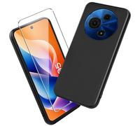 Xiangyun Cover for TCL 605 Case (6.67"), 1 Tempered Glass Screen Protector, Slim Soft TPU Shockproof Anti-Scratch Silicone Phone Case - Black