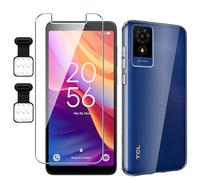 Xiangyun Phone Case for TCL 501 Case with 1 Piece Protective Glass Screen Protector (Gift 2 Dust Plugs), Transparent Silicone Soft TPU Clear Scratch Resistant Case Protective Cover