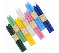 XIANGZHU Set of 14 Colorful Beeswax Taper Candles, 9 Inch Tapered Candles Ideal as Dinner Candles - Smokeless and Unscented Taper Candles LoWedding,Dinner, Home Décor