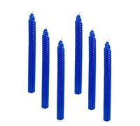 XIANGZHU Set of 6 Blue Taper Candles, Beeswax Candles in 9 inch Elegant Unscented Candlestick, Smokeless and Unscented Hand Rolled Candlesticks Perfect for Dinner, Party, Wedding or Décor