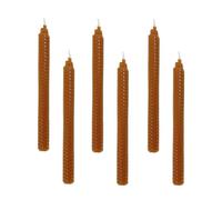 XIANGZHU Set of 6 Brown Taper Candles, Beeswax Candles in 9 inch Elegant Unscented Candlestick, Smokeless Candlesticks Perfect for Dinner, Party, Wedding or Décor