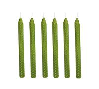 XIANGZHU Set of 6 Green Taper Candles, Beeswax Candles 9 inch Elegant Unscented Candlestick, Smokeless Hand Rolled Candlesticks Perfect for Dinner, Party, Wedding or Décor, 6pcs-Grey