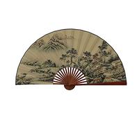 XIANGZI Large Hanging Fan Retro Decoration, Chinese Style Wall Hanging Landscape Pattern Folding Fan, Craft Fan Decoration Large Painting Fan,B-0.5m high 0.88m expanded