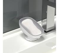 XIANIWTA Bar Soap Dish Holder Self Draining with Suction Cup for Shower Bathroom Tub Kitchen Sink Plastic Tray Grey