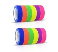 Xianjuun 12 Pcs Neon Gaffer Cloth Tape Fluorescent Rainbow Color UV Blacklight Glow for Glow Party Decorations/Holiday Supplies/Secures Cables 6 Colors 0.6 Inch x 16.4 Feet