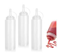 Xianjuun 3 Pcs Squeeze Sauce Bottle with Nozzles - 800 ml Sauce Bottles Premium Quality, Durable & Leak-Free, Ideal for Ketchup, Mustard, Salad Dressing & Olive Oil