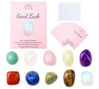 XIANNVXI 10 Pcs Good Luck Healing Crystals Polished Stones Set Party Bag Fillers Pass the Parcel Prizes Prize Box Fillers Party Favours Christmas Stocking Filler Noverlty Gifts,with 10 Cards