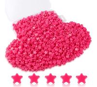 XIANNVXI 1000 Pcs 10mm Rose Red Star Beads,4mm Hole,Loose Acrylic Plastic Star Pony Beads with Storage Box,for DIY Friendship Bracelets,Crafting,Earrings,Jewellery Making,Hair Braid,Party Decoration
