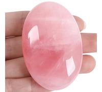 XIANNVXI 2.4 Inch Large Crystals Rose Quartz Worry Stones Healing Crystal Natural Stone Gemstones Polished Oval Palm Tree Bag Energy Stone Massage Reiki Pink Stones 0.7 Inches