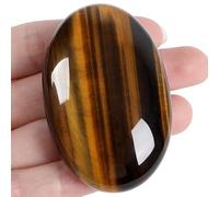 XIANNVXI 2.4 Inch Large Tiger's Eye Stone Worry Stones Crystals Gemstones Natural Stone Polished Oval Palm Tree Bag Massage Reiki Energy Stone 1 Piece