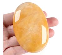 XIANNVXI 2.4" Large Yellow Jade Crystal Stone Polished Palm Healing Yellow Gemstone 0.7" Thick Pocket Worry Stone Yellow Crystal for Massage Reiki Meditation Accessories 1 Pc
