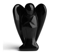 XIANNVXI 2" Crystal Angel Black Obsidian Healing Crystals Guardian Angel Natural Hand-carved Gemstones Stones Reiki Protection Crystal Gifts