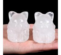 XIANNVXI 2 Inch Clear Quartz Crystal White Fox Figurine Ornament Clear Quartz Ornament for Shelve Desk Offce Shelf Decor Unusual White Fox Gifts for Women Japanese Gifts 1 Piece