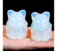 XIANNVXI 2 Inch Opal Crystal Fox Figurine Ornament Opalite Ornament for Shelve Desk Office Bedroom Shelf Decor Unusual Fox Gifts for Women Japanese Gifts Cute Room Decor 1 Piece