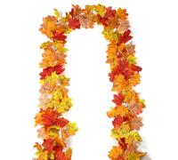 XIANNVXI 2 Pack Autumn Garland 79" Autumn Leaves Vine Fall Garland Wreath Deep Red Artificial Fake Fall Leaves Vine for Autumn Decorations Home Fall Decor Halloween