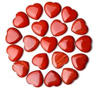 XIANNVXI 20 Pcs Red Jasper Crystal Heart Red Jasper Stones Natural Crystals Healing Gemstones Reiki Palm Stones