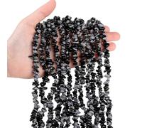 XIANNVXI 400 Pcs Obsidian Drilled Black Beads Craft 5-8mm Irregular Gemstone Chip Loose Jewellery Beads