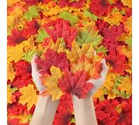XIANNVXI 400Pcs 8 Colours Autumn Leaves Fake Leaves Artificial Maple Leaves Autumn Leaf for Autumn Decorations Autumn Decor Fall Decor Halloween Thanksgiving Day Party Decorations