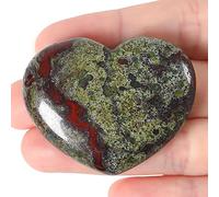 XIANNVXI 45mm 1.8" Bloodstone Crystal Heart Stone Natural Crystal Gemstone Polished Love Puff Palm Massage Stone Reiki Crystal