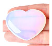 XIANNVXI 45mm 1.8" Opal Crystal Heart Stone Natural Crystal Gemstone Polished Love Puff Palm Massage Stone Reiki Crystal