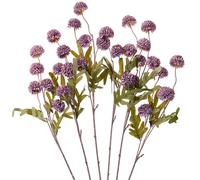 XIANNVXI 6 Bundles 20.5″ Artificial Chrysanthemum Pompon Purple Flowers | 30 Flower Heads&Long Stems,Decorative Fake Realistic Silk Small Kiku Flowers Plants for DIY Bouquet,Party,Indoor Boho Decor