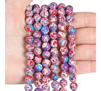 XIANNVXI 8mm Round Beads for Crafting Blue Purple Red Imperial Jasper Beads 47 Pcs
