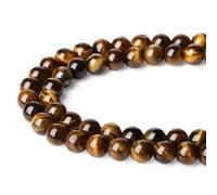 XIANNVXI 8mm Round Loose Tigers Eye Beads for Crafting Crystal Tiger Eye Stone Gemstone Bracelet Beads for Jewelry Making 47 Pcs