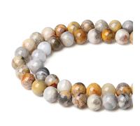 XIANNVXI 8mm Round Loose Yellow Crazy Lace Agate Beads for Bracelet Making Yellow Crystal Beads for Crafting for Jewellery Makling 47 Pcs