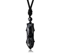 XIANNVXI Black Labradorite Healing Crystals Necklace for Men Women Natural Crystal Gemstone Wrapped Point Pendant Necklaces Adjustable Rope Reiki Spiritual Jewelry