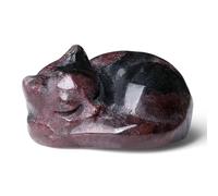XIANNVXI Cat Garnet Crystals Cat Figure Kawaii Cat Sleeping Cat Polishing Healing Stone Cats Birthday Gift Cat Lover Cute Room Desk Decor