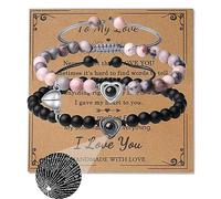 XIANNVXI Couples Bracelets His And Her Matching Bracelets For Couples 100 Languages I Love You Gifts Bracelets Jewelry, 6.5", Crystal Stone, no gemstone