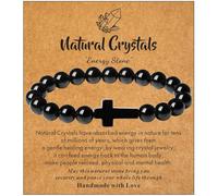 XIANNVXI Cross Bracelet for Men Women Black Obsidian Bracelet Christian Gifts for Men Women Rosary Bracelet Beaded Bracelets Bead Bracelets Black Bracelet Crucifix Bracelet Jewellery Baptism Gifts