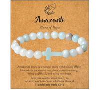 XIANNVXI Cross Bracelet for Women Men Bead Bracelets for Women Healing Bracelets Christian Gifts Baptism Gifts Rosary Amazonite Jewellery