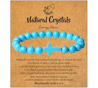 XIANNVXI Cross Bracelet for Women Men Turquoise Bracelet Crucifix Christian Gifts Baptism Gifts Gemstone Stone Rosary Blue Jewellery