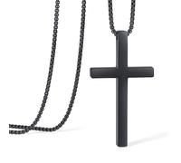 XIANNVXI Cross Chain Silver Gold Black Necklace Men's Cross Chain Stainless Steel Chain Men's Chains with Cross Pendant Christening Chain Jesus Jewellery (40/50/55/60 cm), Stainless Steel