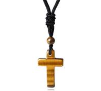 XIANNVXI Cross Necklace for Men Women Cross Pendant Tigers Eye Crystal Necklace Natural Gemstone Adjustable Rope Christian Cross Necklace Men
