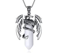 XIANNVXI Dragon Necklace Clear Quartz Necklace Healing Gemstone Pendant Men's Necklaces Reiki Spiritual Mens Jewellery
