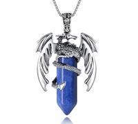 XIANNVXI Dragon Necklace Lapis Lazuli Necklace Blue Crystal Healing Gemstone Pendant Reiki Lapis Lazuli Spiritual Mens Jewellery