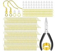 XIANNVXI Gold Earring Hooks for Jewelry Making - 602 Pcs Hypoallergenic Gold Plated Hooks, Jump Rings, Findings, Rubber Backs, Making Supplies, Tools for DIY
