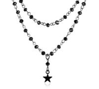 XIANNVXI Gothic Moon Pendant Necklace Goth Punk Style Black Crescent Witch Necklace Gothic Layered Choker for Women Grunge Emo Jewelry Halloween Christmas Moon Star Jewelry Gift for Women, Zinc, No