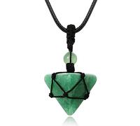 XIANNVXI Green Aventurine Healing Crystal Stone Necklace Pyramid Gemstone Pendant Necklaces Adjustable Rope Natural Reiki Quartz Jewelry for Men Women