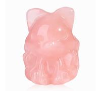 XIANNVXI Healing Crystal Fox Ornament Rose Quartz Crystal Fox Gifts for Women Pink Rose Quartz Gemstone Stone Statue Japanese Gifts Decor for Desk Shelve 1.5 Inch