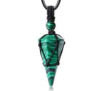 XIANNVXI Healing Crystal Stone Pointed Necklace Adjustable Black Rope Natural Gemstone Pendant Necklaces Jewelry for Men Women, Obsidian, Rope, No Gemstone
