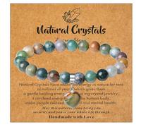 XIANNVXI Indian Agate Crystal Bracelet for Women,8mm Healing Anxiety Gemstone Bead Beaded Bracelet Gifts for Her,Jewellery Gift for Christmas Anniversary