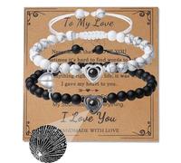 XIANNVXI Matching Couples Bracelets Long Distance Relationship Gifts Anniversary 100 Languages His and Her Bracelet White Turquoise Bracelets Jewellery Valentines Day Gifts