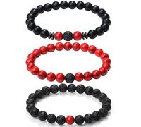 XIANNVXI Mens Bead Bracelet 3/4Pc 8MM Natural Stone Beads Bracelets Set for Men Tiger Eye Lava Rock Obsidian Black Crystal Stretch Beaded Bracelet for Men Women Jewelry, 7.5in, no gemstone